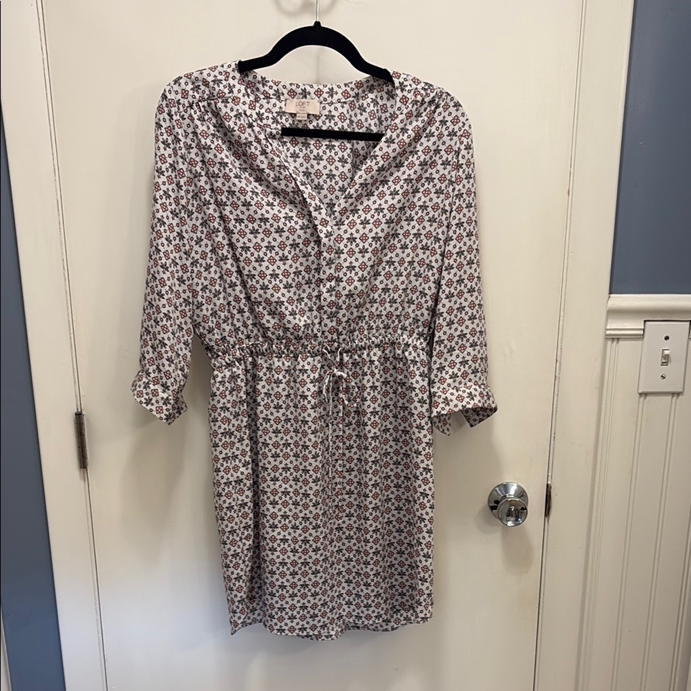 Black, Pink, and White Shirtdress Geo Floral Tie Waist Petite